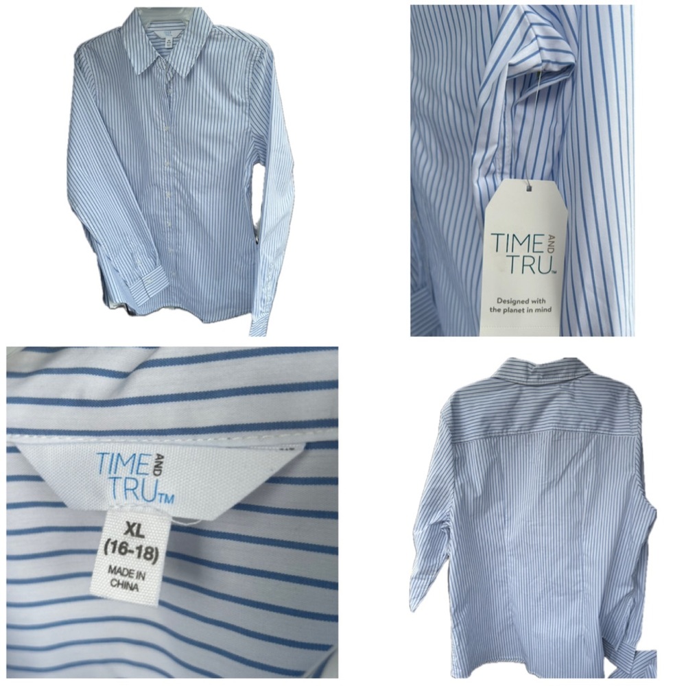Blue/White Striped Time and Tru Core Button Shirt